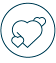 Heart icon with a small heart inside, surrounded by a circular outline.